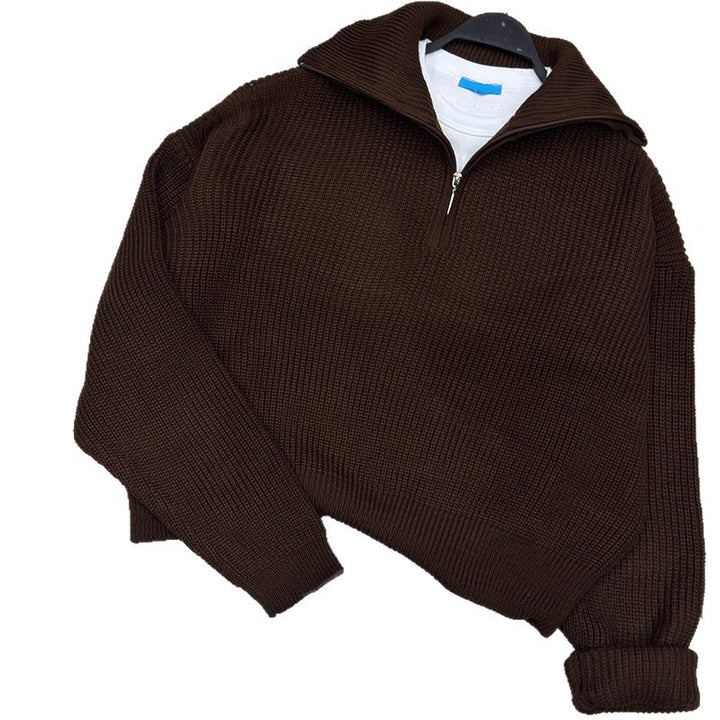 Damen Strickpullover mit hohem Kragen und Reißverschluss Drune