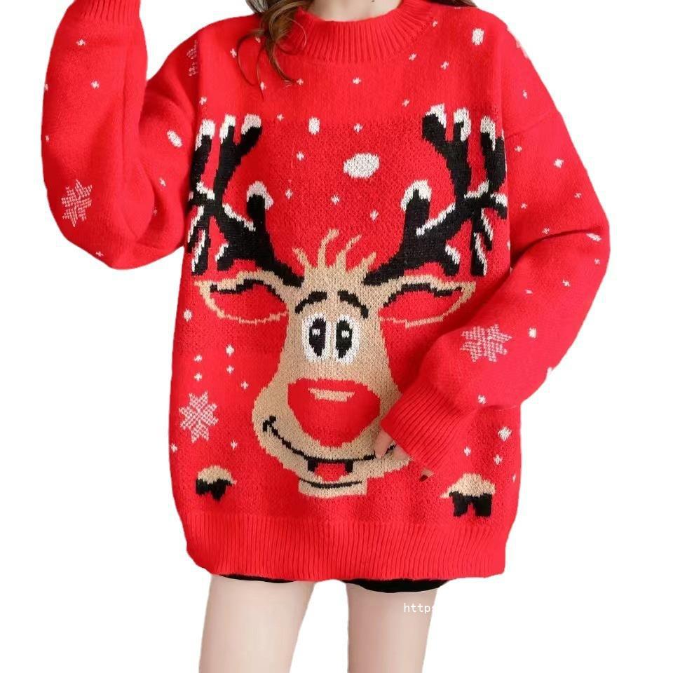 Damen Weihnachts-Pullover mit einzigartigem Rentier-Motiv Drune