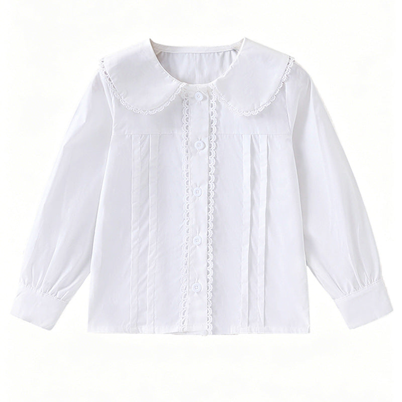 Mädchen Bluse mit Rüschendetails und klassischem Kragen Drune