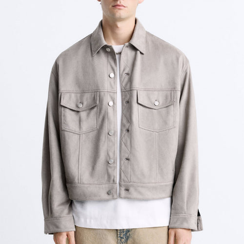 Herren lässige Wildlederjacke mit praktischen Brusttaschen und modernem Schnitt Drune