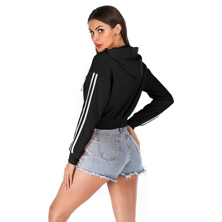 Damen cropped Kapuzenpullover mit seitlichen Streifen und hochwertigem Stoff Drune