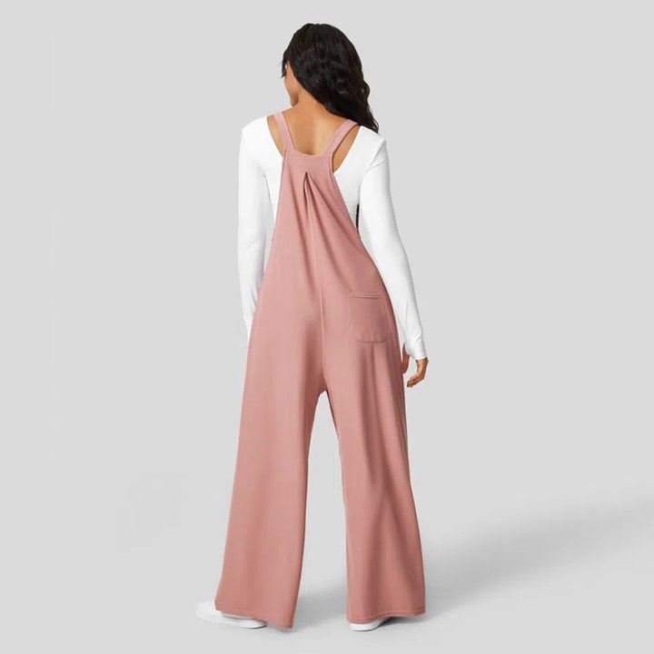 Damen Lässiger Jumpsuit mit weitem Bein und elegantem Knopf-Detail Drune