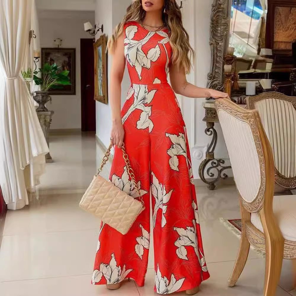 Damen Maxikleid mit floralem Muster und Taillengürtel Drune