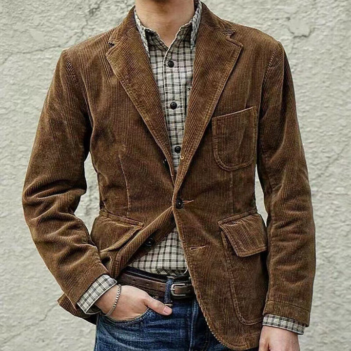 Herren modischer Cordblazer mit mehreren Taschen und eleganter Passform Drune