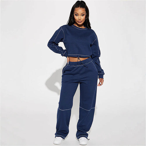 Damen Bequemer und stylischer Freizeitanzug mit Crop-Oberteil Drune