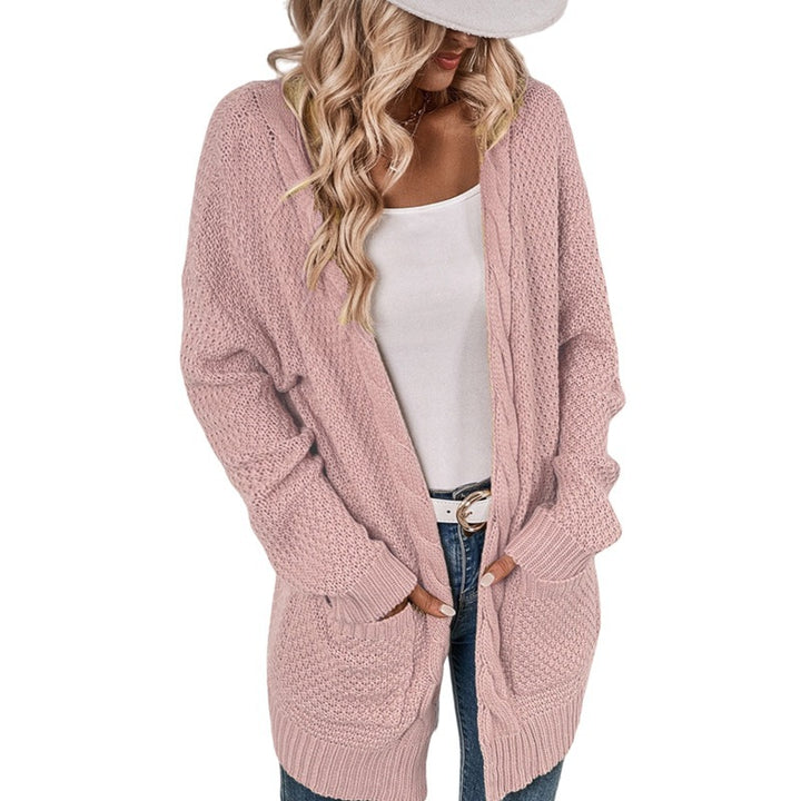Damen lässige Strickjacke mit tiefen Taschen und knittrigem Design Drune