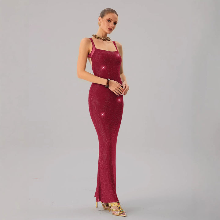 Damen Glamouröses Abendkleid mit funkelnden Pailletten und taillierter Silhouette Drune