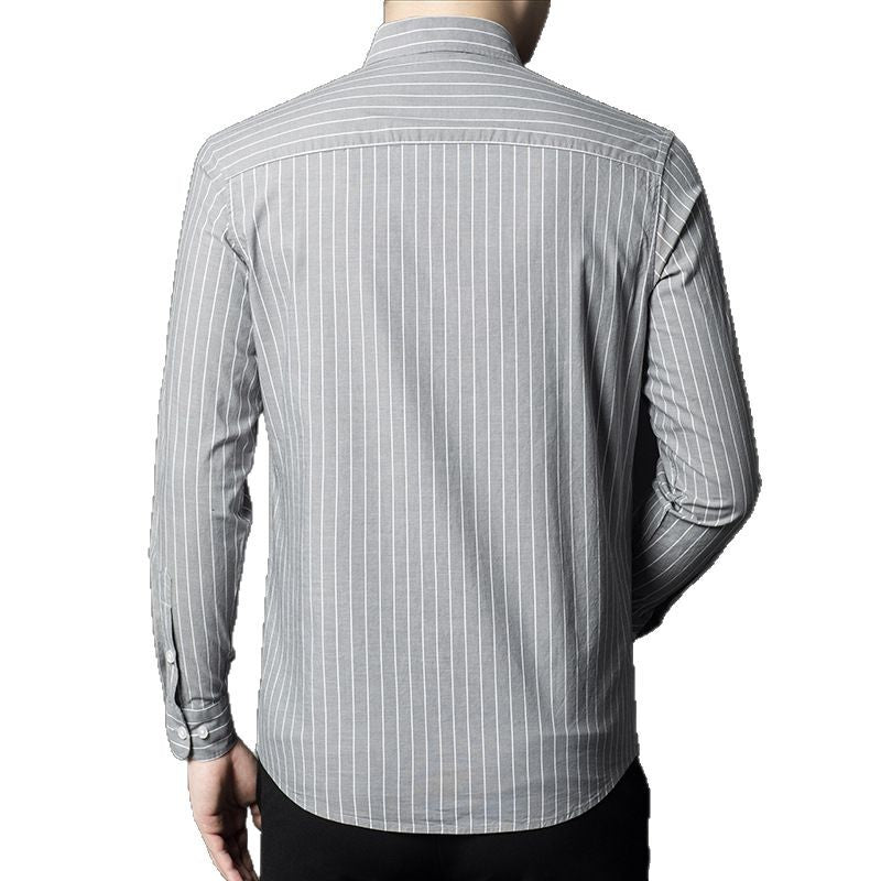 Herren Langarmhemd mit schmalem Streifen und eleganter Knopfleiste Drune