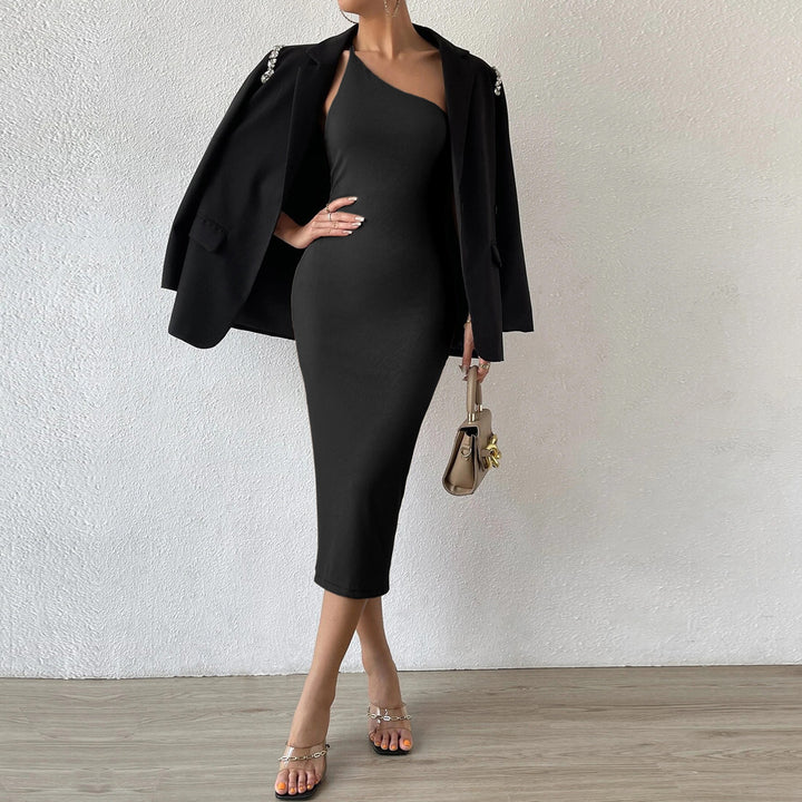 Damen figurbetontes Midikleid mit asymmetrischem Design Drune