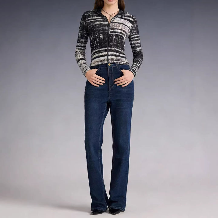 Damen hoch taillierte Bootcut Jeans im eleganten Design Drune