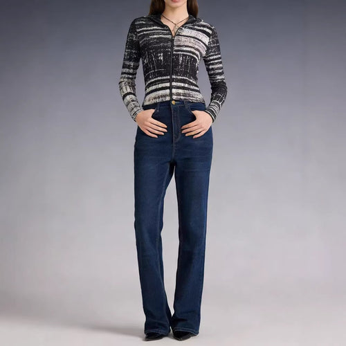 Damen hoch taillierte Bootcut Jeans im eleganten Design Drune