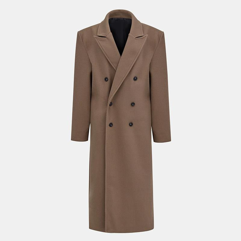 Damen Eleganter Doppelreiher-Wollmantel Drune