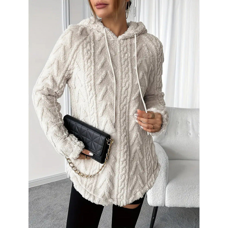 Damen Kuschelige Strickjacke mit Kapuze und seitlichen Taschen Drune