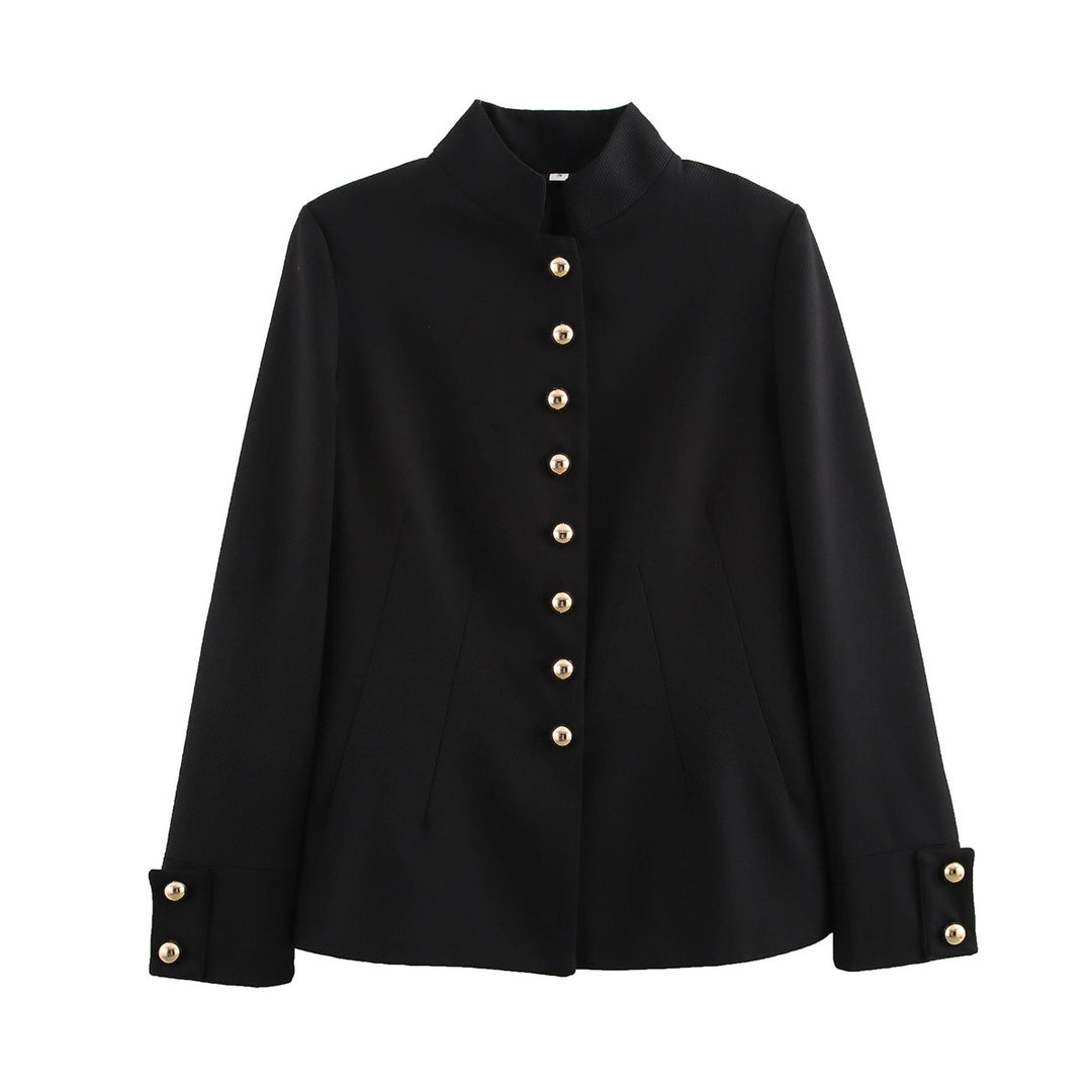 Damen elegante Kurzjacke mit dekorativen Knöpfen Drune