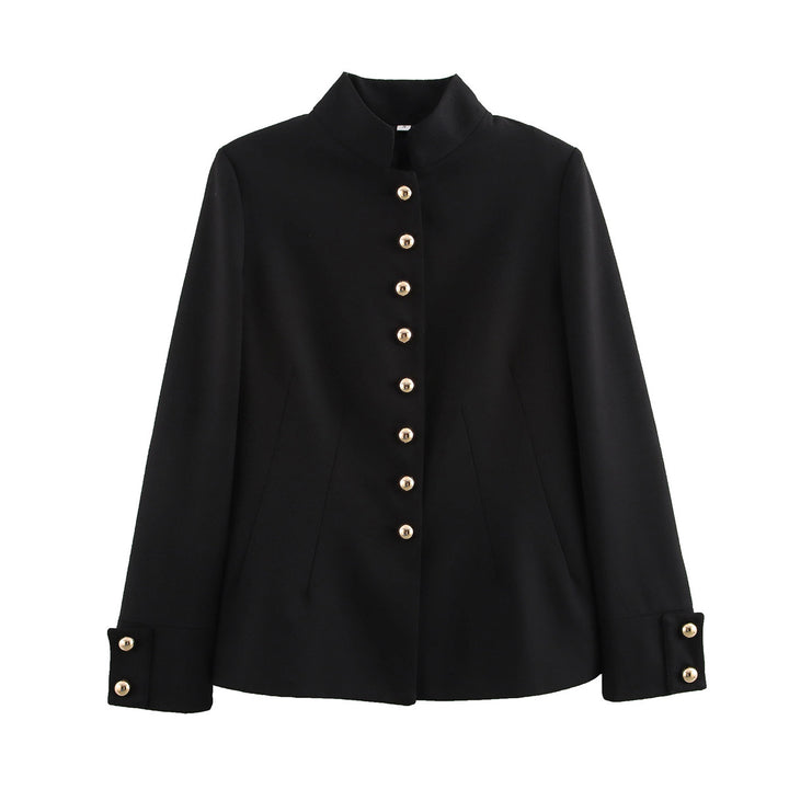 Damen elegante Kurzjacke mit dekorativen Knöpfen Drune
