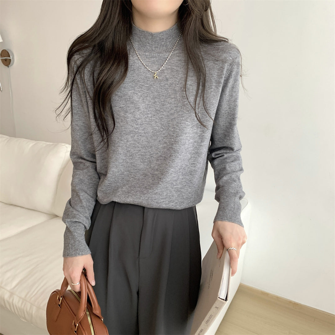 Damen Feinstrickpullover mit modernem Stehkragen und lässigem Schnitt Drune