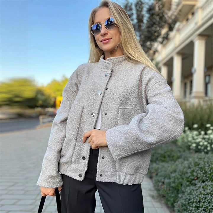 Damen Oversized Fleecejacke mit Druckknöpfen und praktischen Taschen Drune