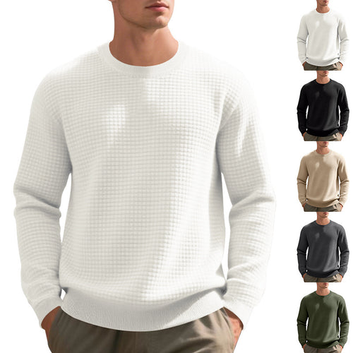 Herren warmer Pullover mit strukturiertem Gewebe und Rundhalsausschnitt Drune
