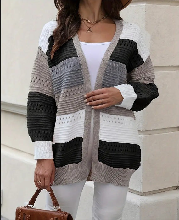 Damen modische Strickjacke mit einzigartigem Muster und lässigem Schnitt Drune