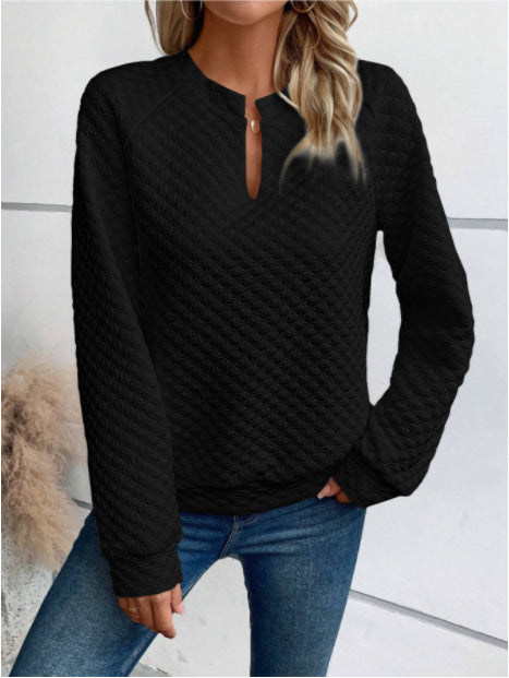 Damen Sweatshirt mit strukturiertem Steppdesign und modischem Ausschnitt Drune