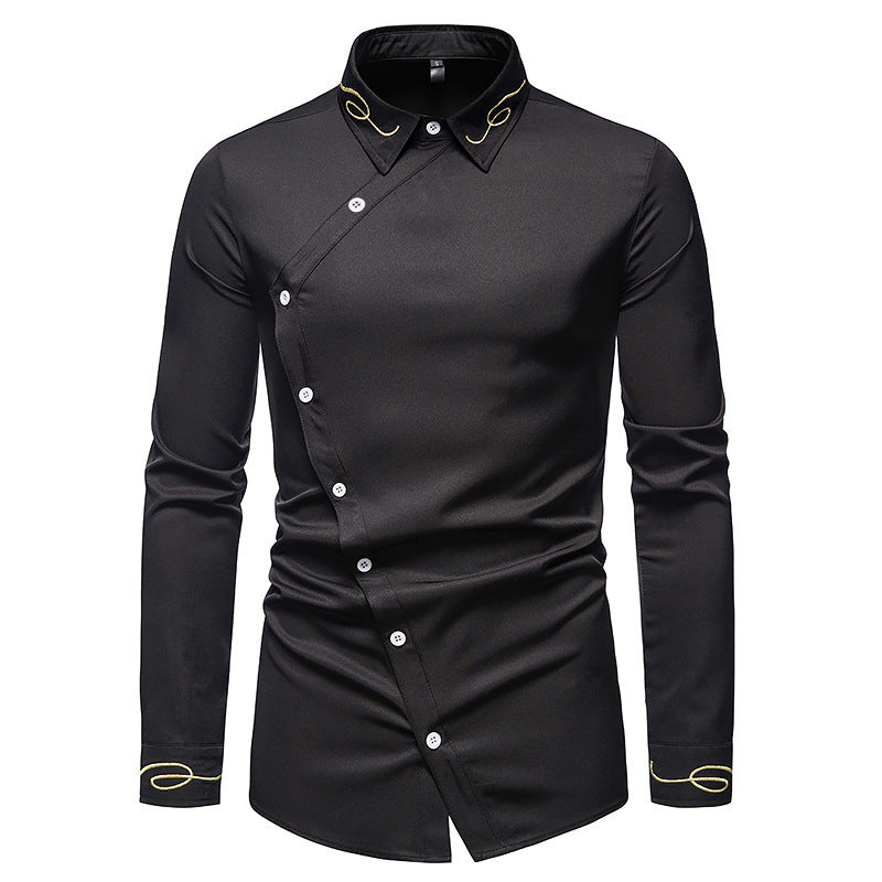 Herren Elegantes Langarmhemd mit dekorativen Knopfdetails Drune
