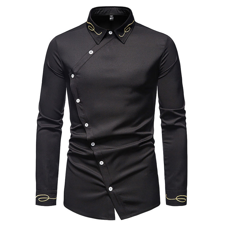 Herren Elegantes Langarmhemd mit dekorativen Knopfdetails Drune