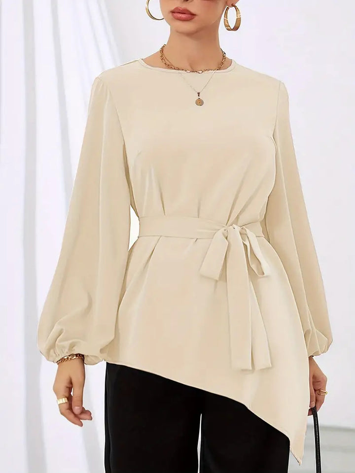 Damen Elegantes Wickelbluse mit langen Ärmeln Drune