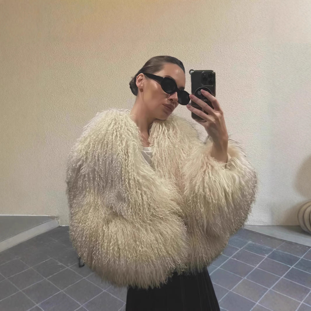 Damen luxuriöse Kunstpelzjacke Drune