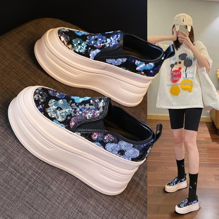 Damen Plateausneakers mit funkelnden Pailletten und elastischem Einschlupf Drune