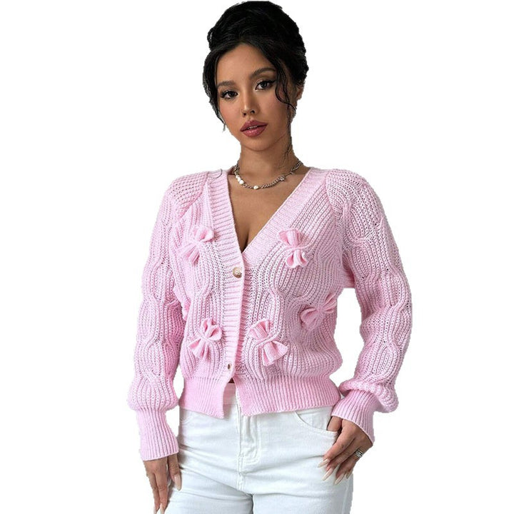 Damen Strickjacke mit floralem Reliefdesign und knopfbaren Details Drune
