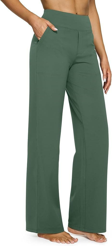 Damen nan weit geschnittene Palazzo-Hose mit hochgeschnittenem Komfortbund und Eingrifftaschen Drune