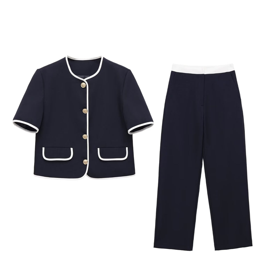 Damen modisches Set mit eleganter Jacke und weit geschnittenen Hosen Drune