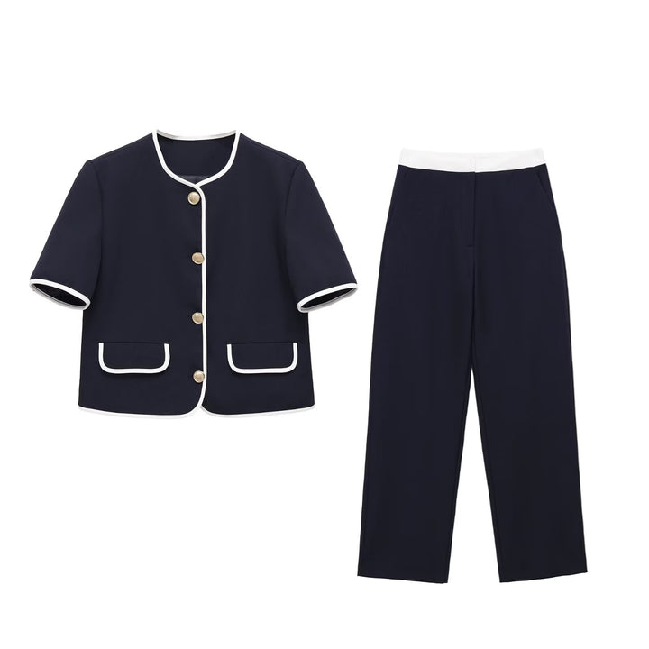 Damen modisches Set mit eleganter Jacke und weit geschnittenen Hosen Drune
