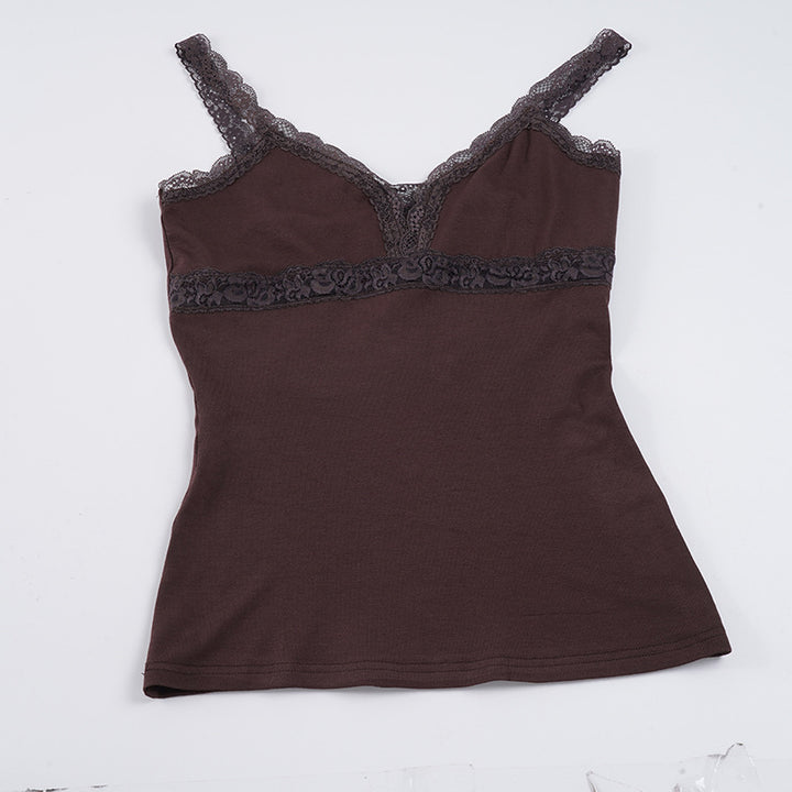 Damen Spitzen-Trägertop mit elegantem Design und zarten Rüschen Drune