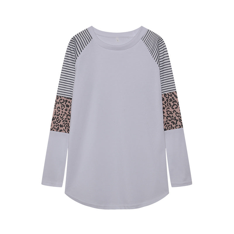 Damen Sportliches Langarmshirt mit tierischem Muster und modernem Streifendesign Drune