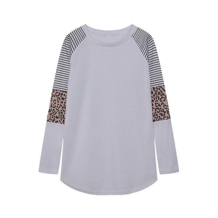 Damen Sportliches Langarmshirt mit tierischem Muster und modernem Streifendesign Drune