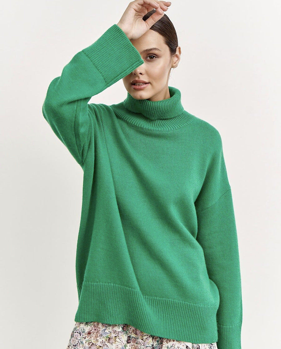Damen Lässiger Rollkragenpullover aus hochwertigem Strick Drune