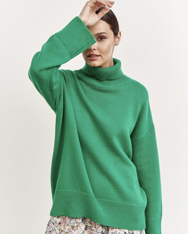 Damen Lässiger Rollkragenpullover aus hochwertigem Strick Drune