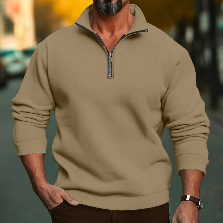 Herren Sweatshirt mit halblangem Reißverschluss und weichem Innenfutter Drune