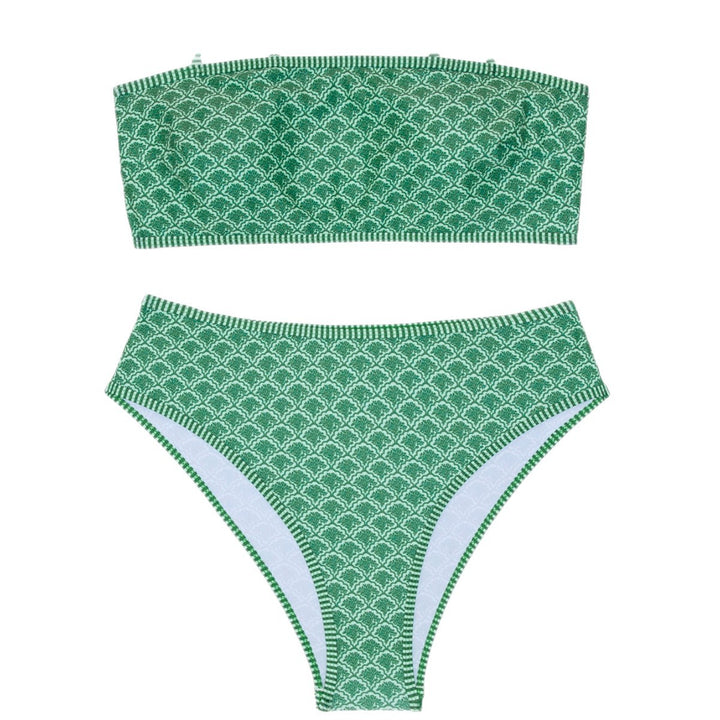 Damen Hochgeschnittenes Bikini-Set mit schlichtem Oberteil und elastischem Bund Drune