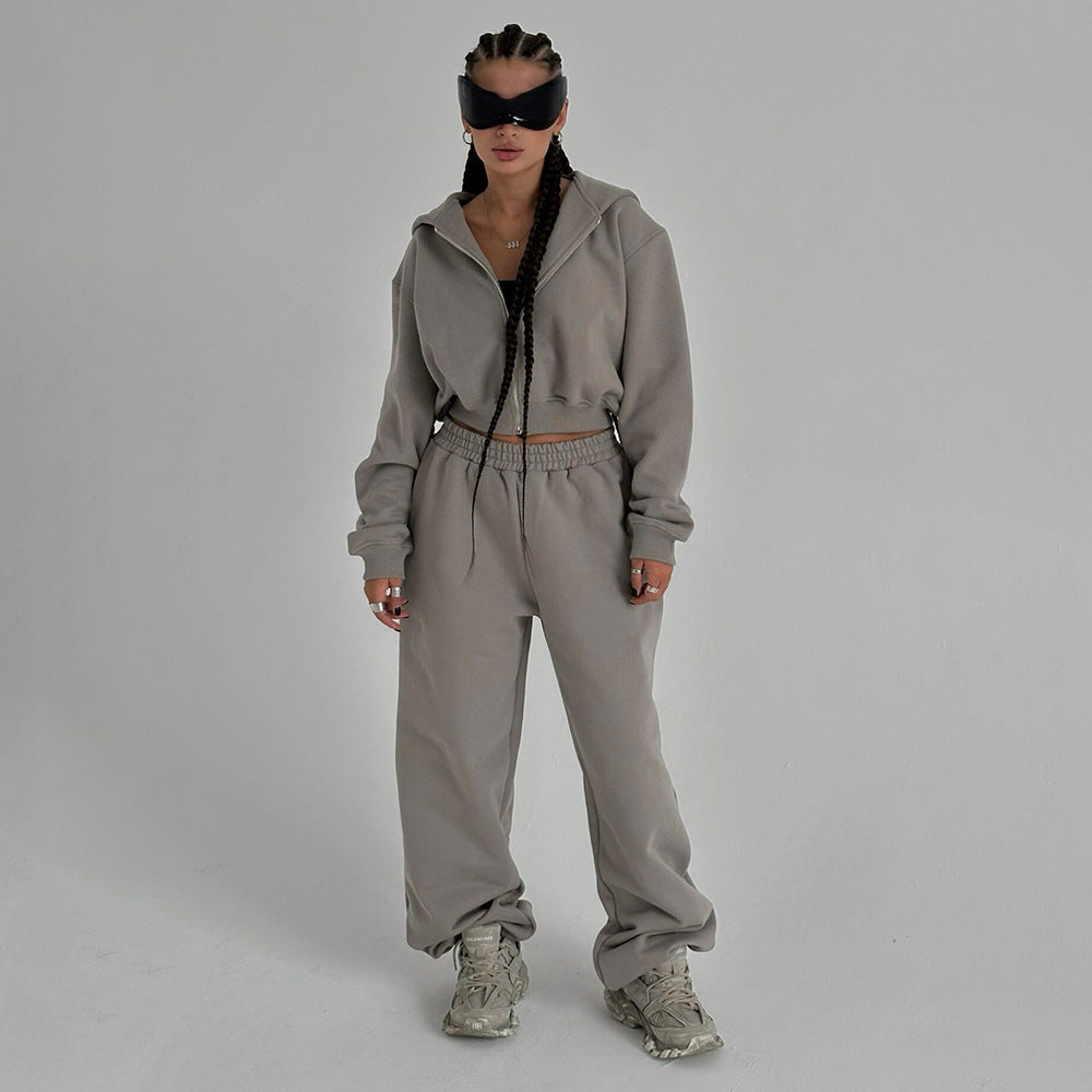 Damen Sportliches Sweatshirt-Set mit lässigem Schnitt und elastischem Bund Drune