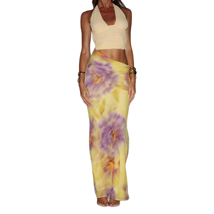 Damen Maxikleid mit floralem Design und verstellbarem Halterträger Drune