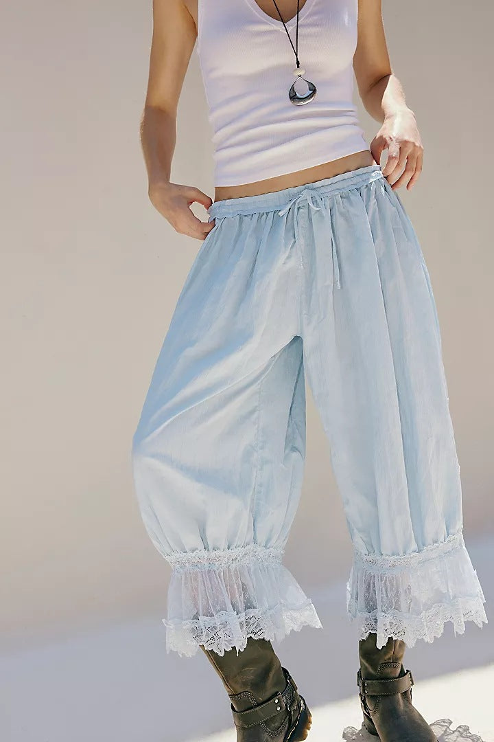 Damen Luftige und elegante Culotte mit Spitzenverzierung Drune