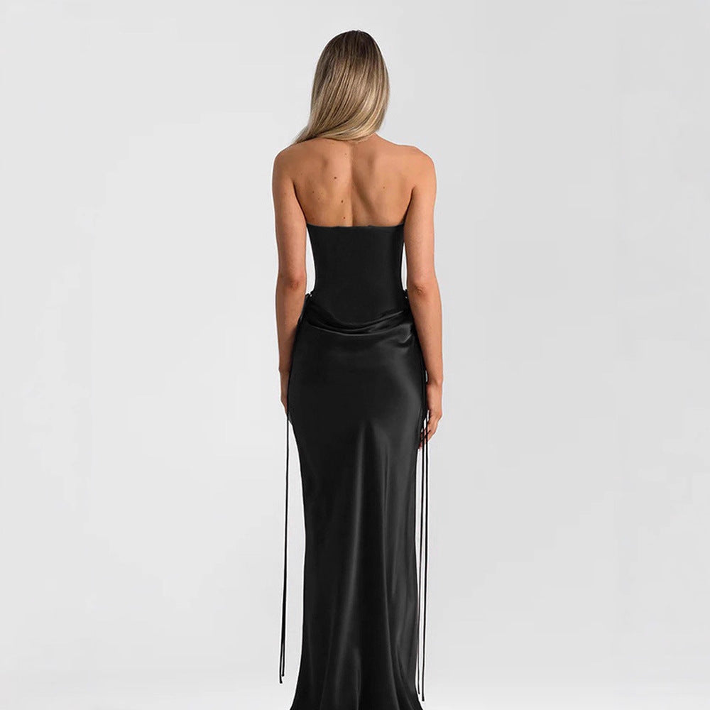 Damen Maxikleid mit elegantem Schnitt und raffinierten Drapierungen Drune