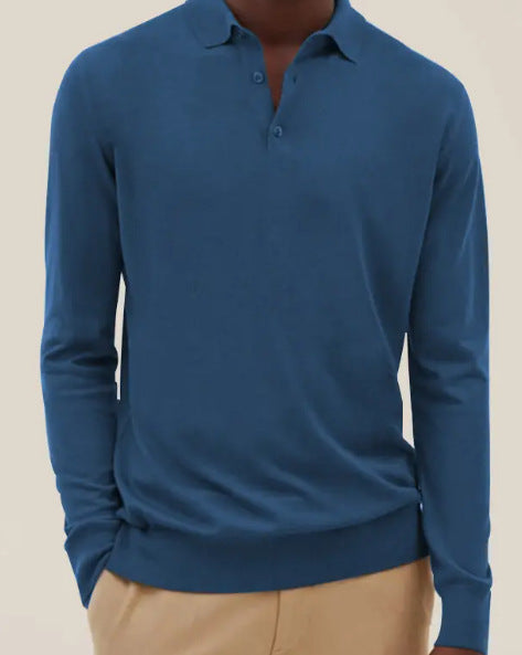 Herren elegantes Poloshirt aus atmungsaktivem Baumwollmix mit Knopfleiste Drune