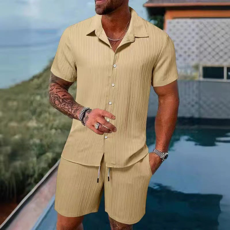 Herren atmungsaktives Sport-Set mit Kurzarm-Hemd und Shorts Drune