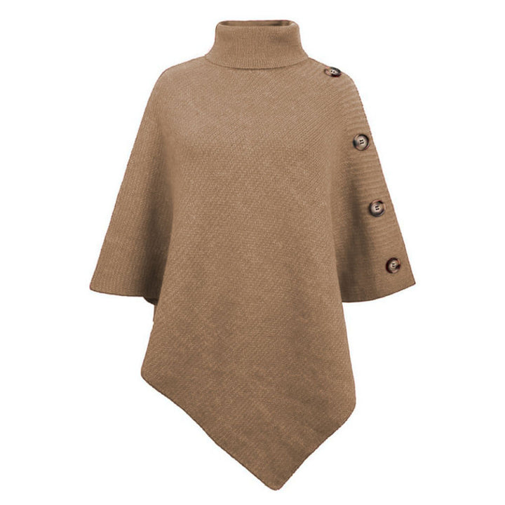 Damen eleganter Poncho mit Stehkragen und dekorativen Knöpfen Drune