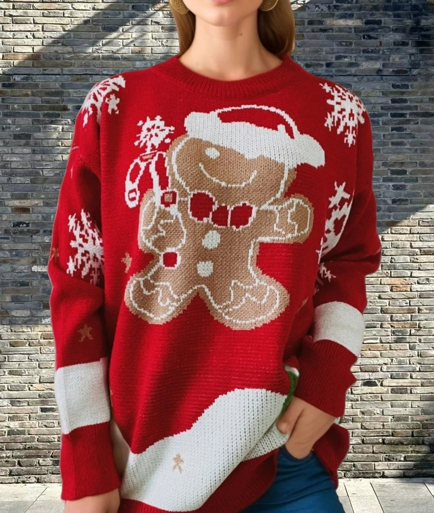 Damen Weihnachtspullover mit festlichem Lebkuchenmotivat Drune