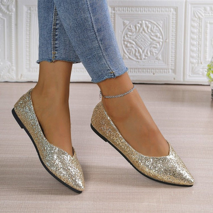 Damen Glitzernde Ballerinas mit spitzem Zehenbereich Drune