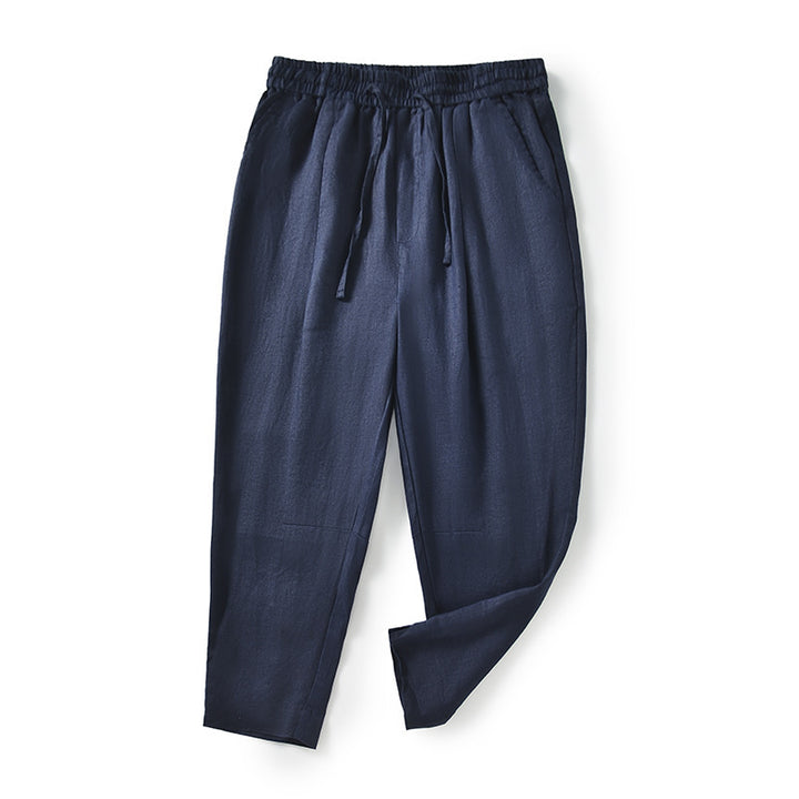 Damen lässige Leinenhose mit elastischem Bund und praktischen Seitentaschen Drune